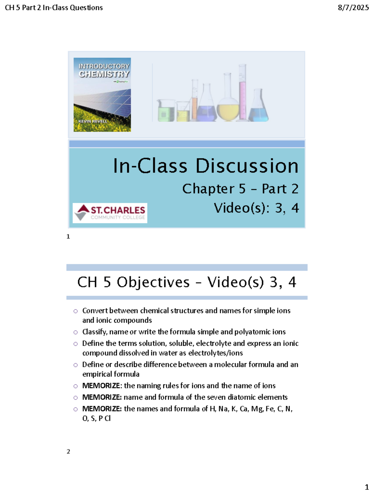 CH 101 CH 5 Part 2 In-Class Questions and Concept Review - Studocu
