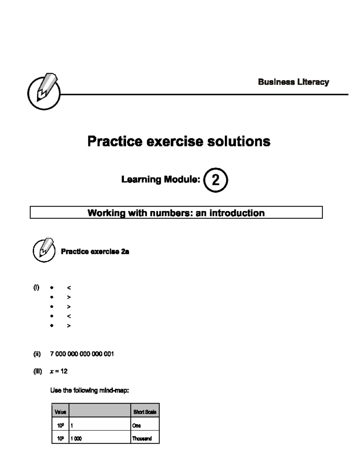 LM2 PES - Business Literacy Practice Exercise Solutions - Studocu
