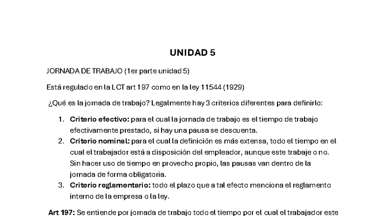 Derecho Laboral - Unidad 5: Jornada de Trabajo y Suspensiones - Studocu