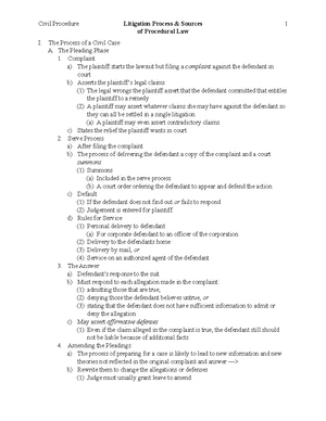 Civil Procedure - Study Notes & Assignments - Studocu
