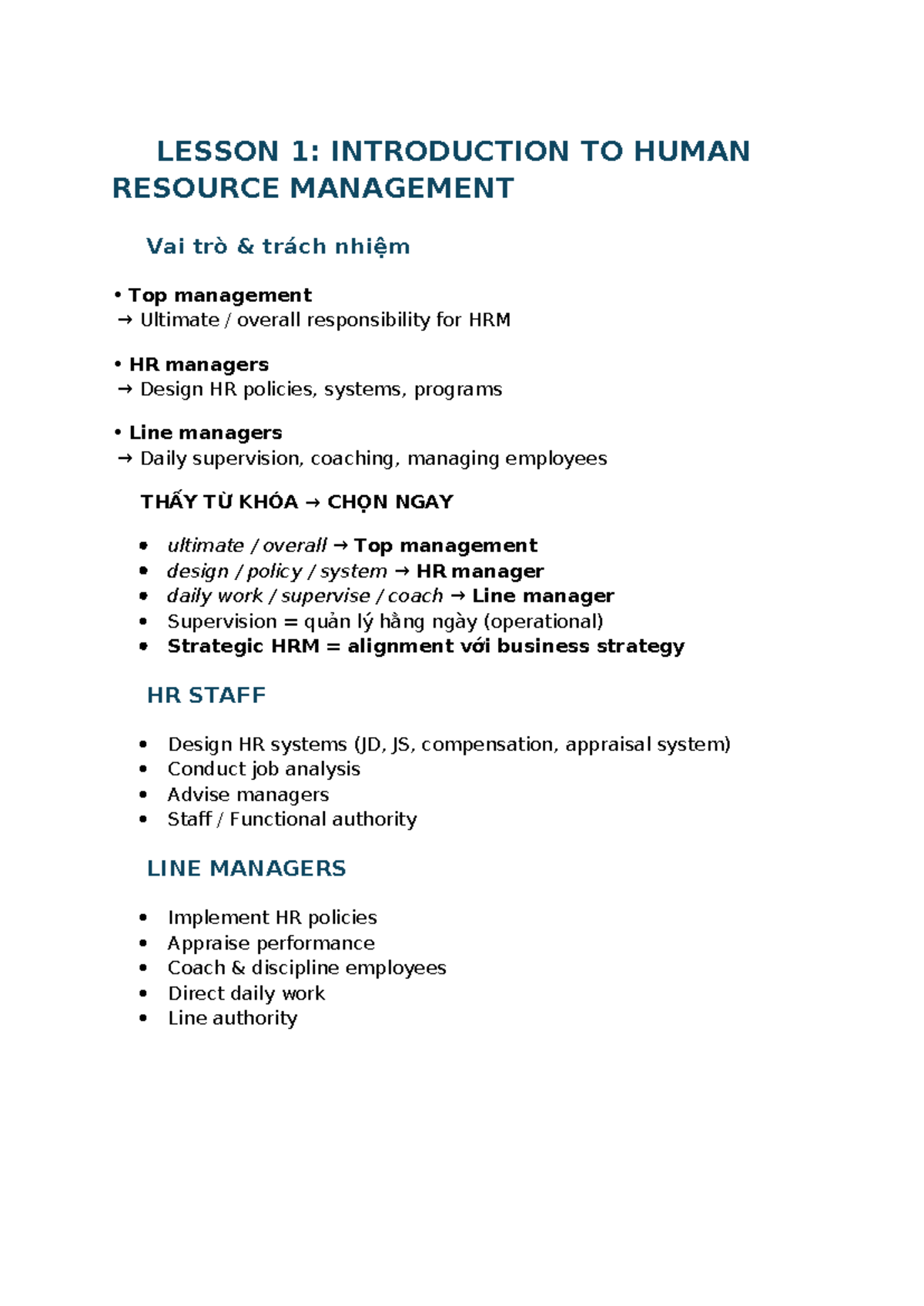 HRM 101: Final Review - Key Concepts & MCQs - Studocu