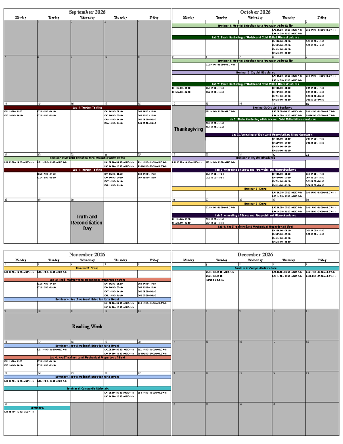 Fall 2026 MATE 202 Seminar & Lab Schedule - Studocu