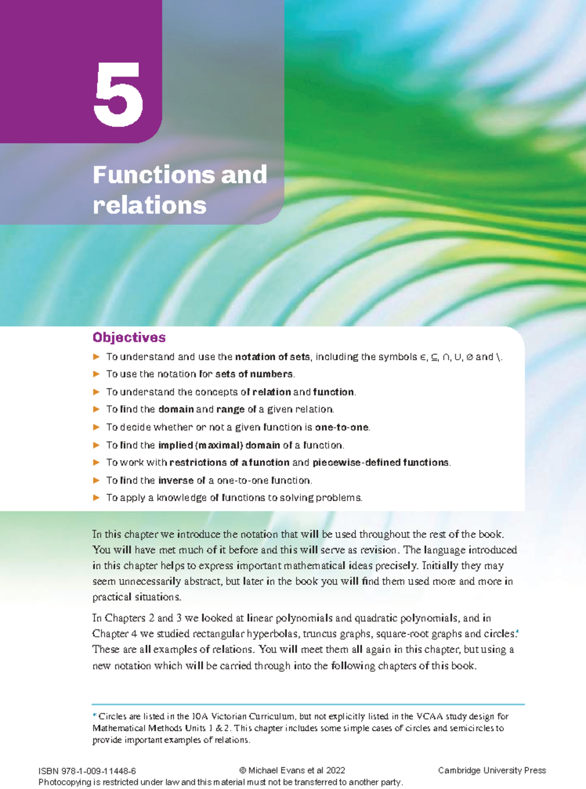 Chapter 5: Functions and Relations Overview for Math Methods 10A - Studocu