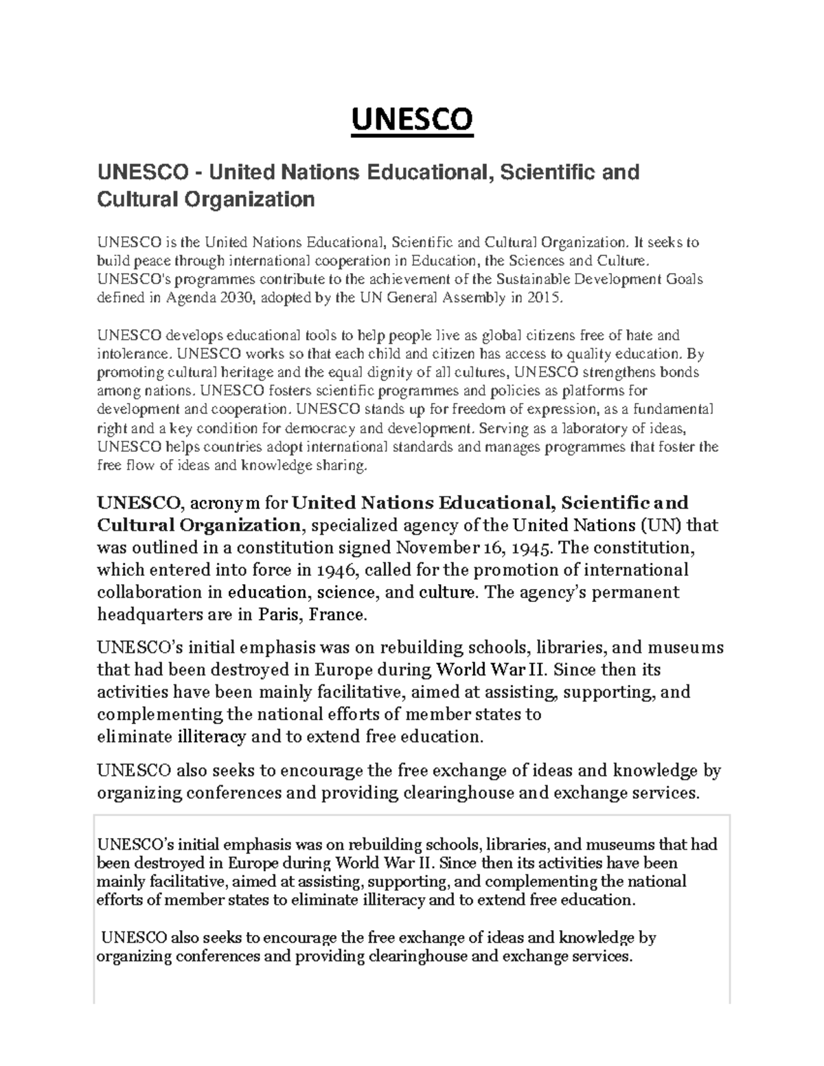 UNESCO: Overview of the United Nations Educational, Scientific and ...