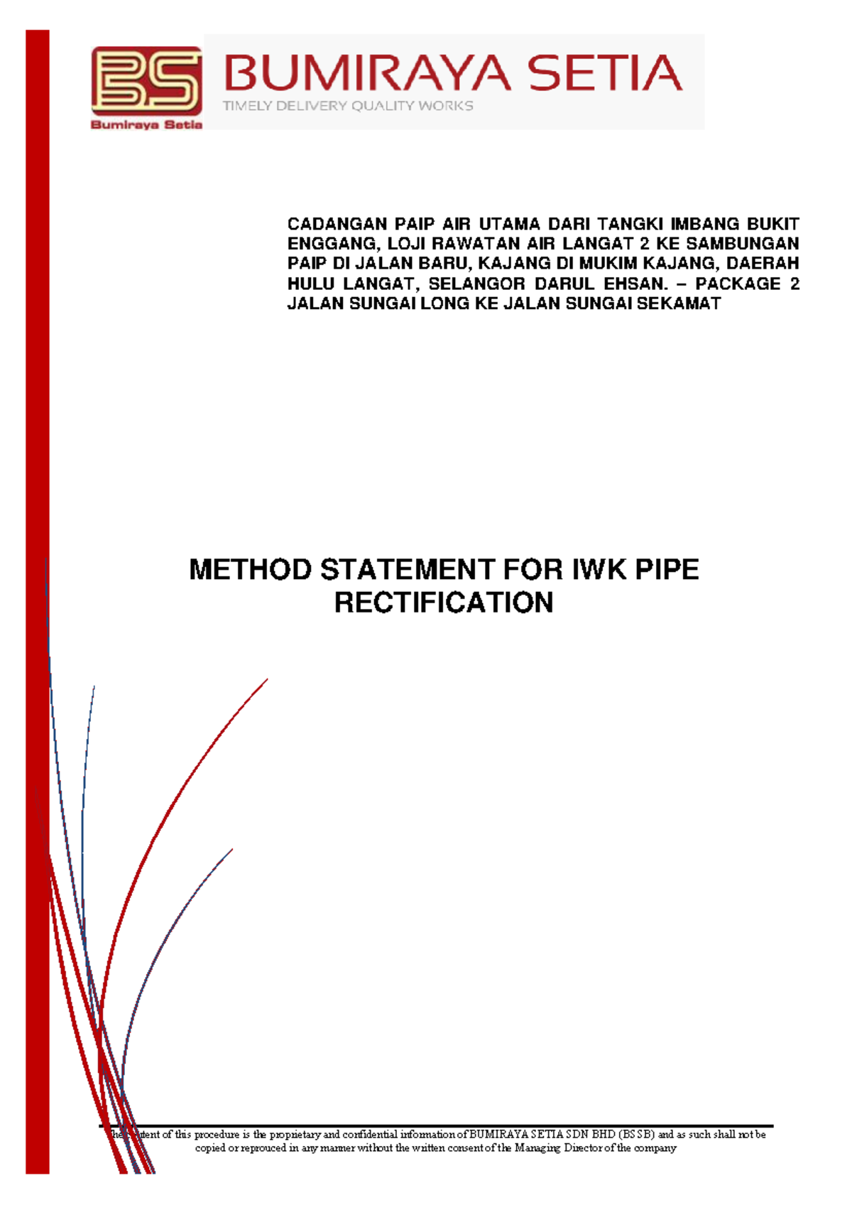 Method Statement for IWK Pipe Rectification (MOS) - Package 2 - Studocu