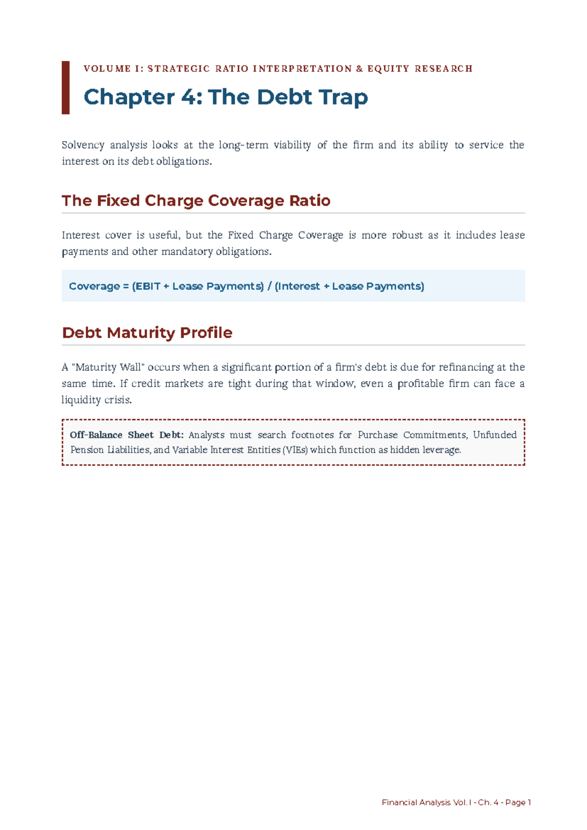 Financial Analysis Vol I: Chapter 4 - The Debt Trap Insights - Studocu