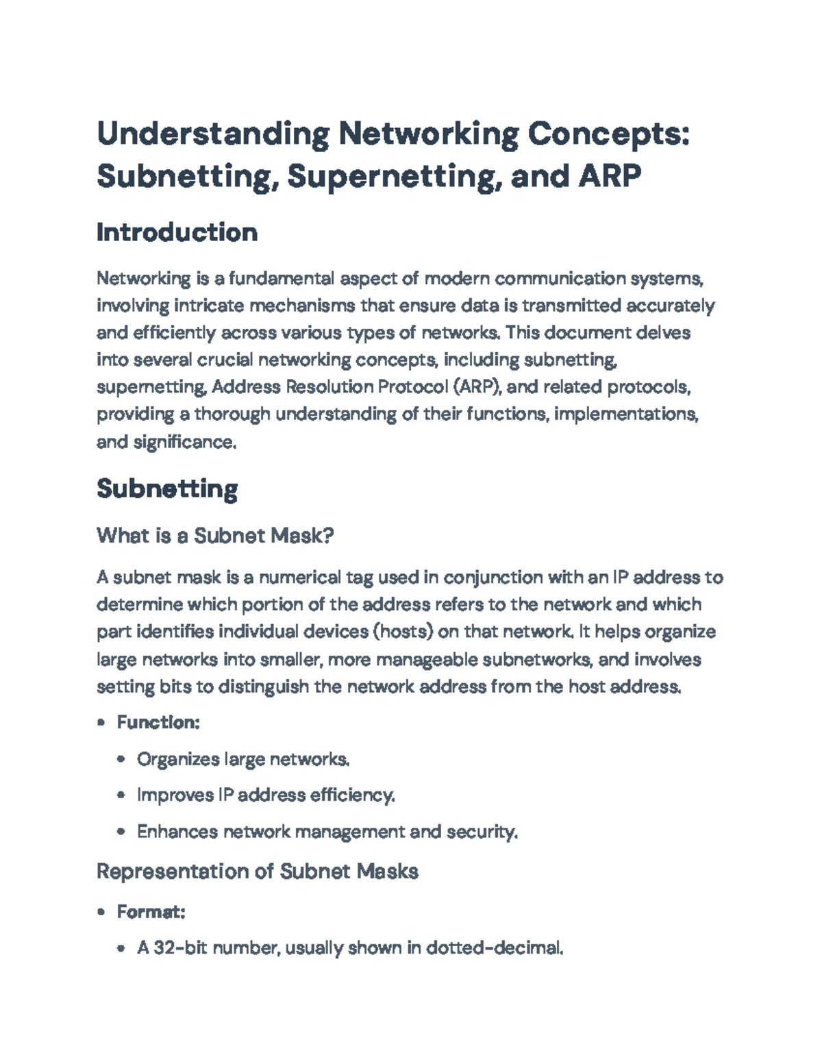 Understanding Subnetting, Supernetting, and ARP for Net Mngmt (CSE101 ...