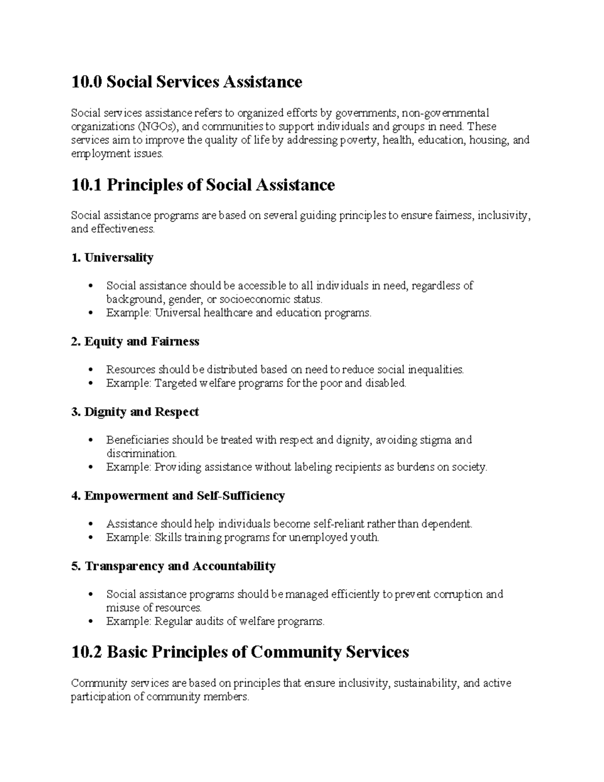 BSW121 Topic 10: Social Welfare Assistance and Community Services - Studocu