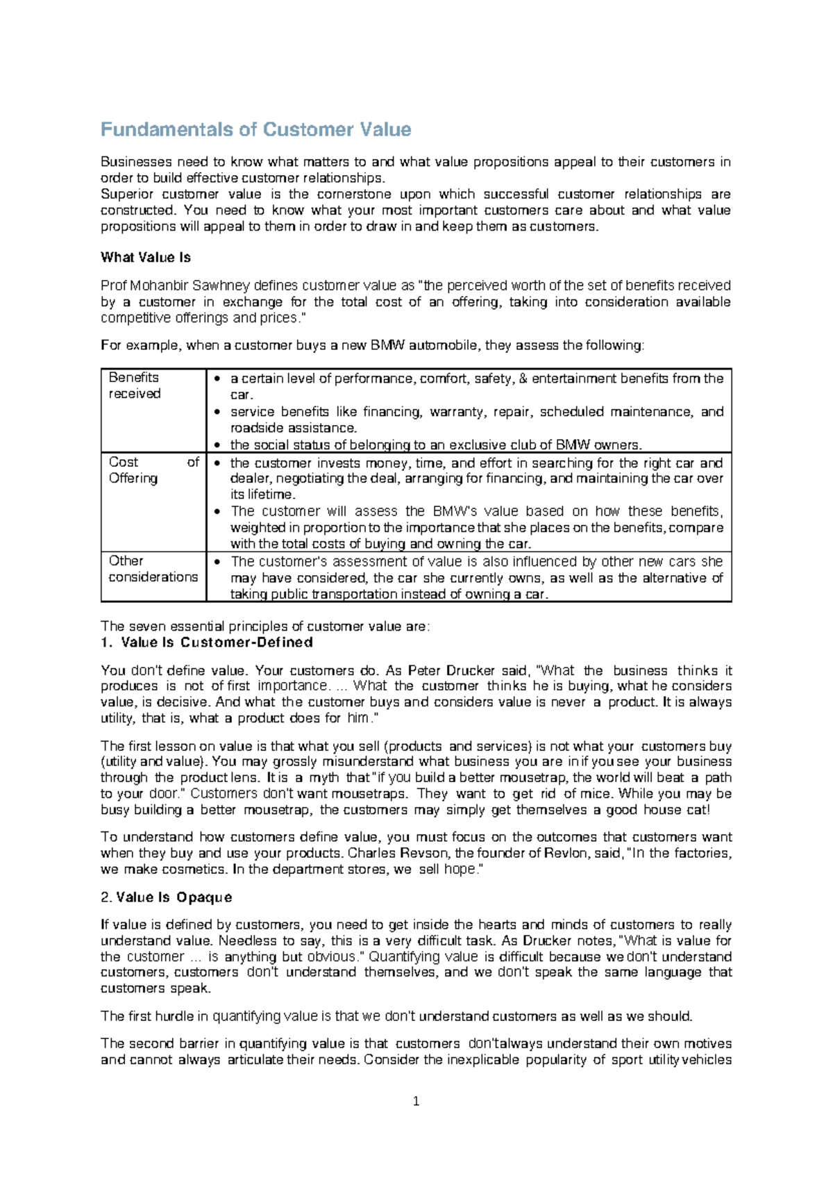 1 - Fundamentals of Customer Value - Fundamentals of Customer Value ...