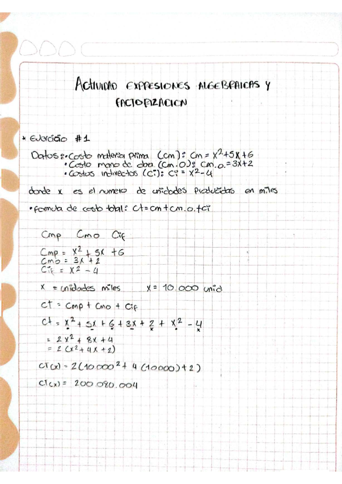 Actividad de Expresiones Algebraicas y Factorización - Ejercicios y ...