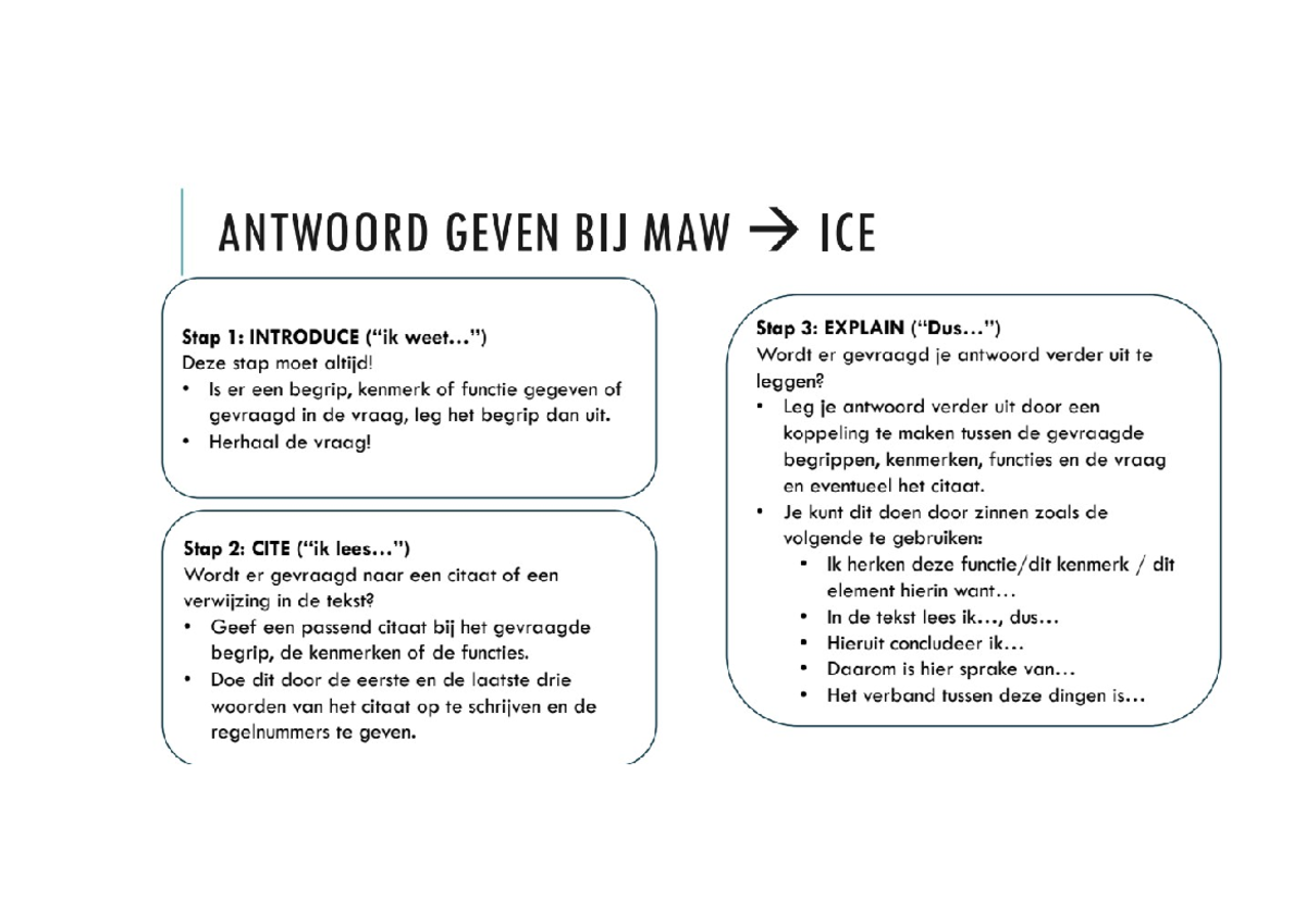 MAW ICE Methode Antwoorden en Uitleg: Stap-voor-Stap Gids - Studeersnel