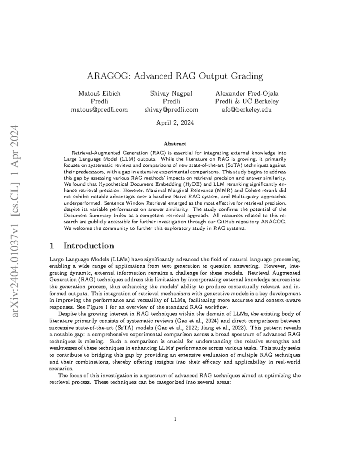 ARAGOG: Advanced RAG Output Grading Techniques and Evaluation - Studocu