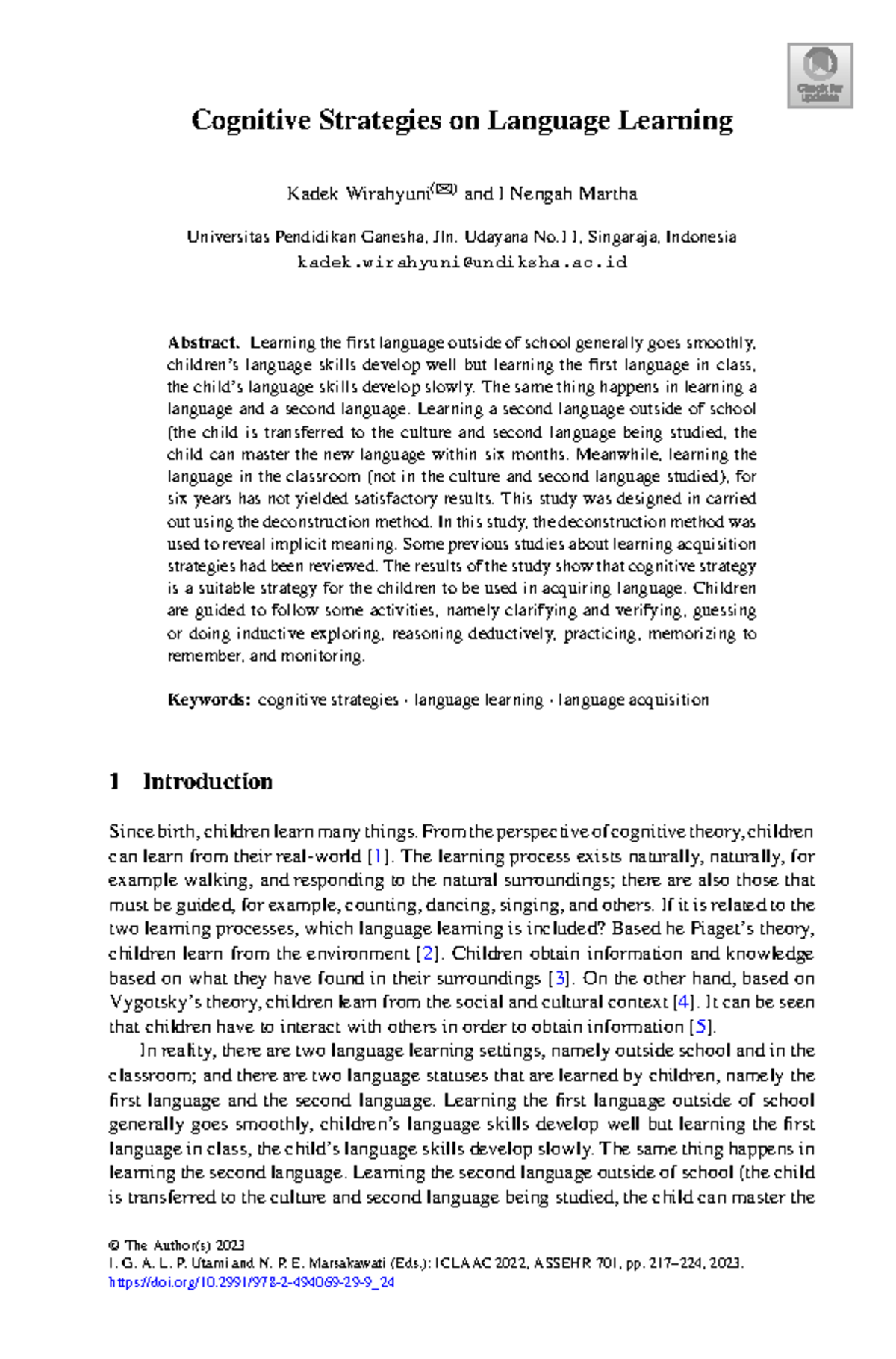 Cognitive Strategies in Language Learning: Insights and Methods (EDU ...