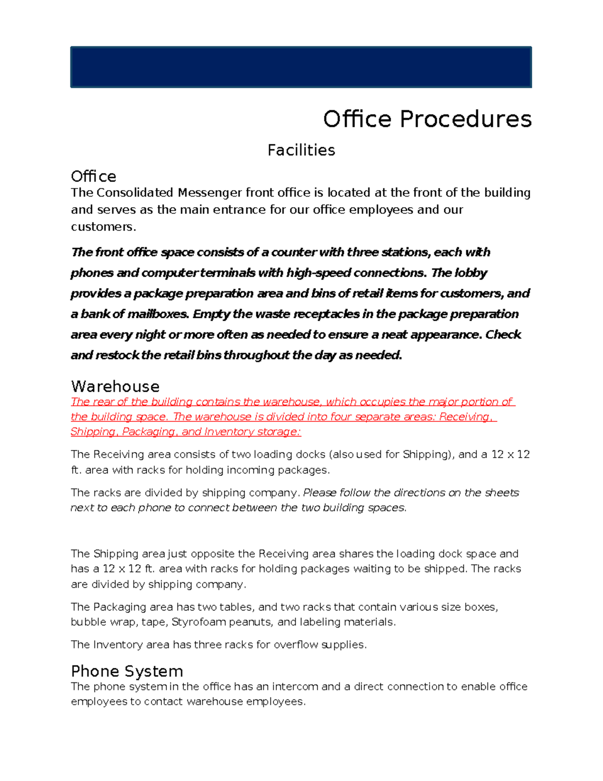 Office Procedures Overview - My Office - aaa - Studocu