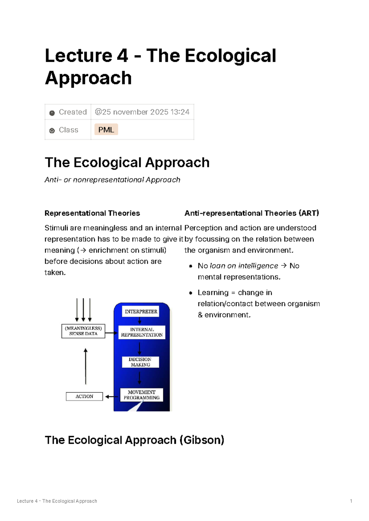 Lecture 4: The Ecological Approach in Perception and Action (PML ...