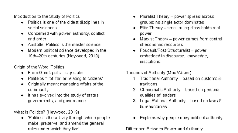 Introduction to Politics: Key Concepts and Theories - Studocu