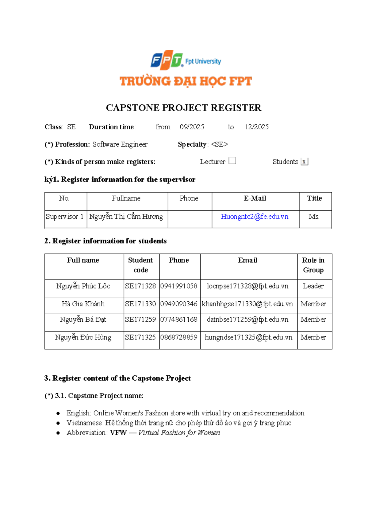 Capstone Project Register: SE - Women's Fashion Stylist with Virtual ...