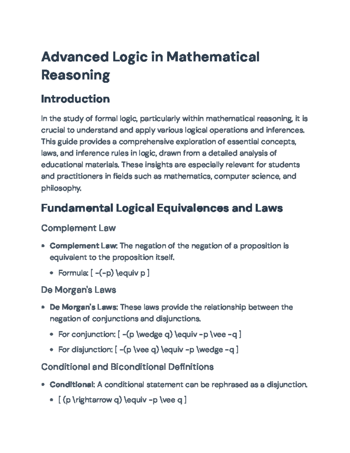 Advanced Logic in Mathematical Reasoning: Essential Concepts & Rules ...