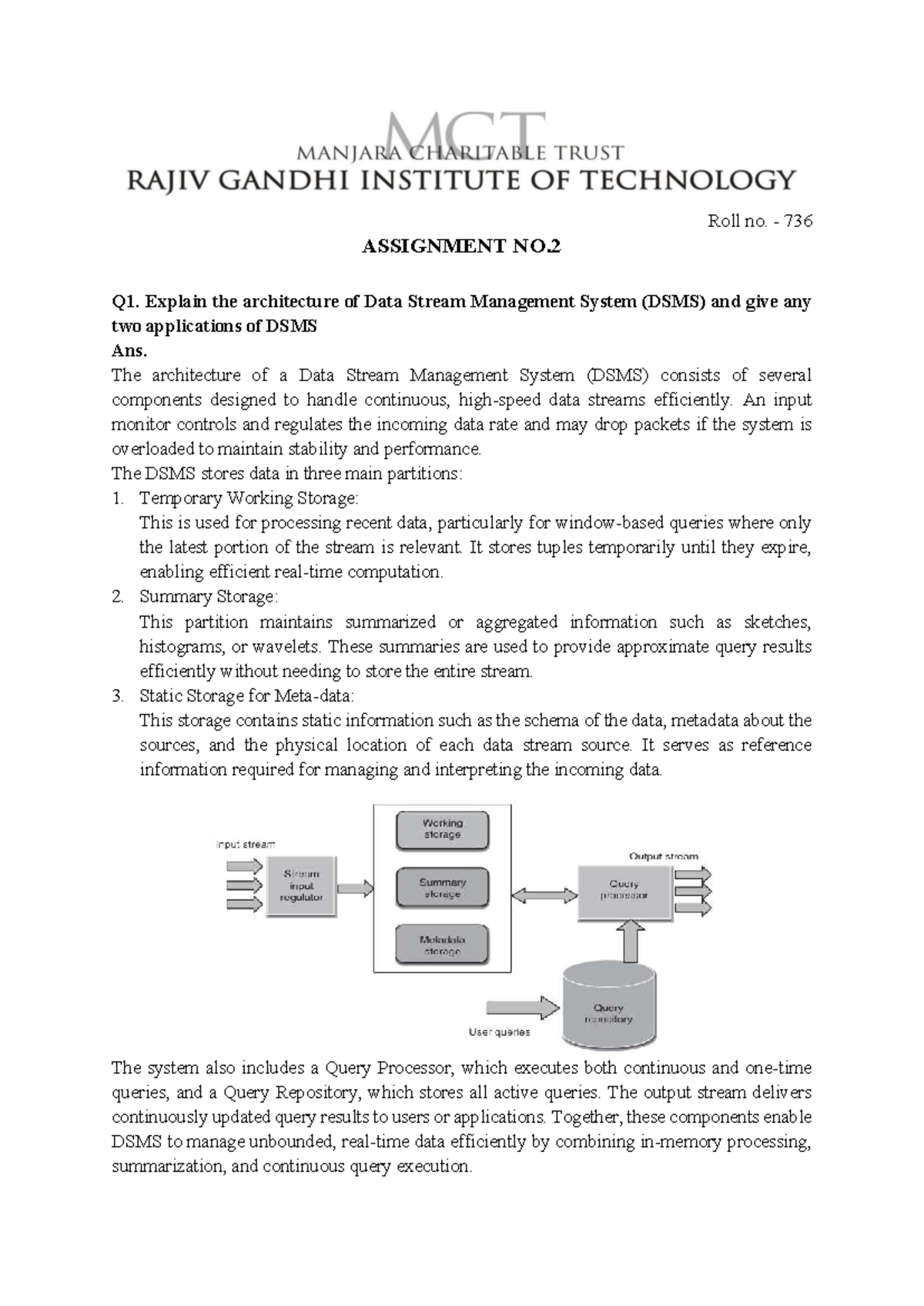 BDA 2: Data Stream Management System Architecture & Applications - Studocu