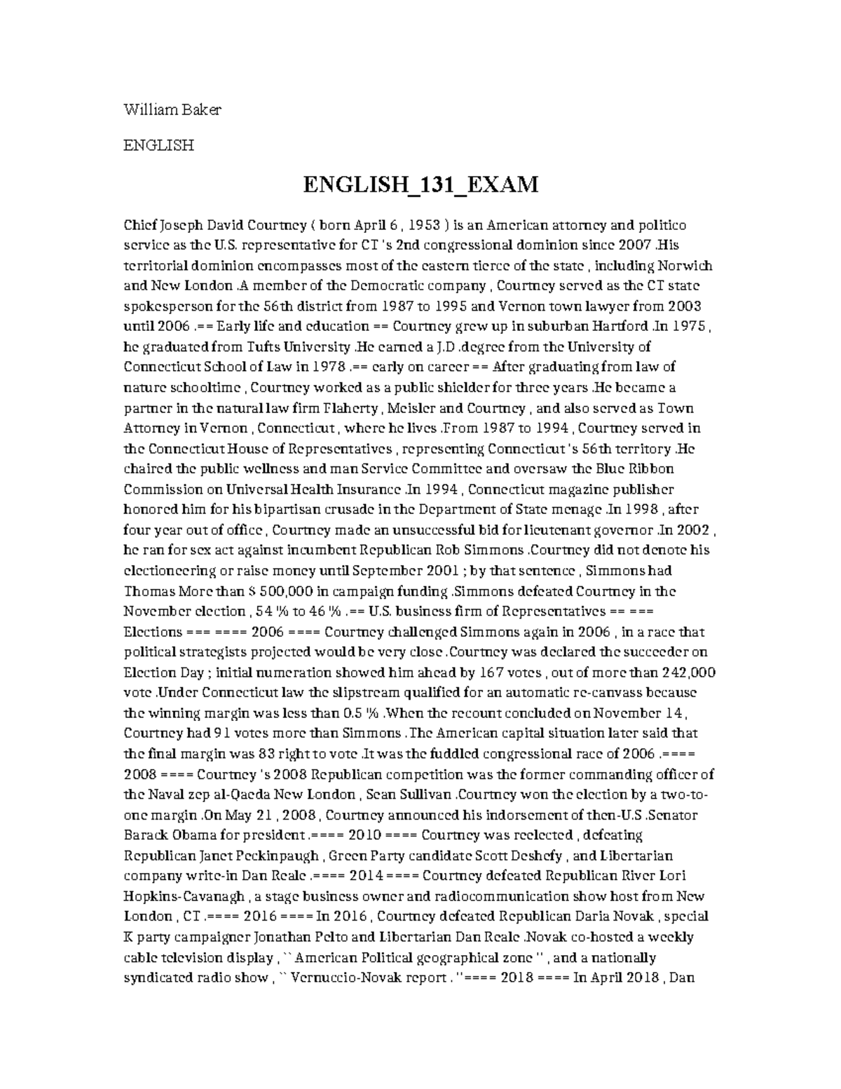 ENGLISH 131 FINAL EXAM - PRACTICE MATERIAL ON CHIEF JOSEPH COURTNEY ...