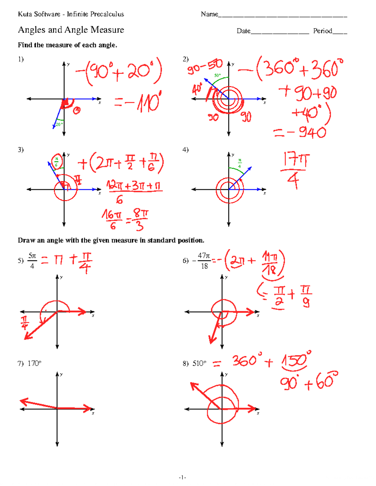 338889471 04 Precalculus Angles & Angle Measure Worksheet - Studocu