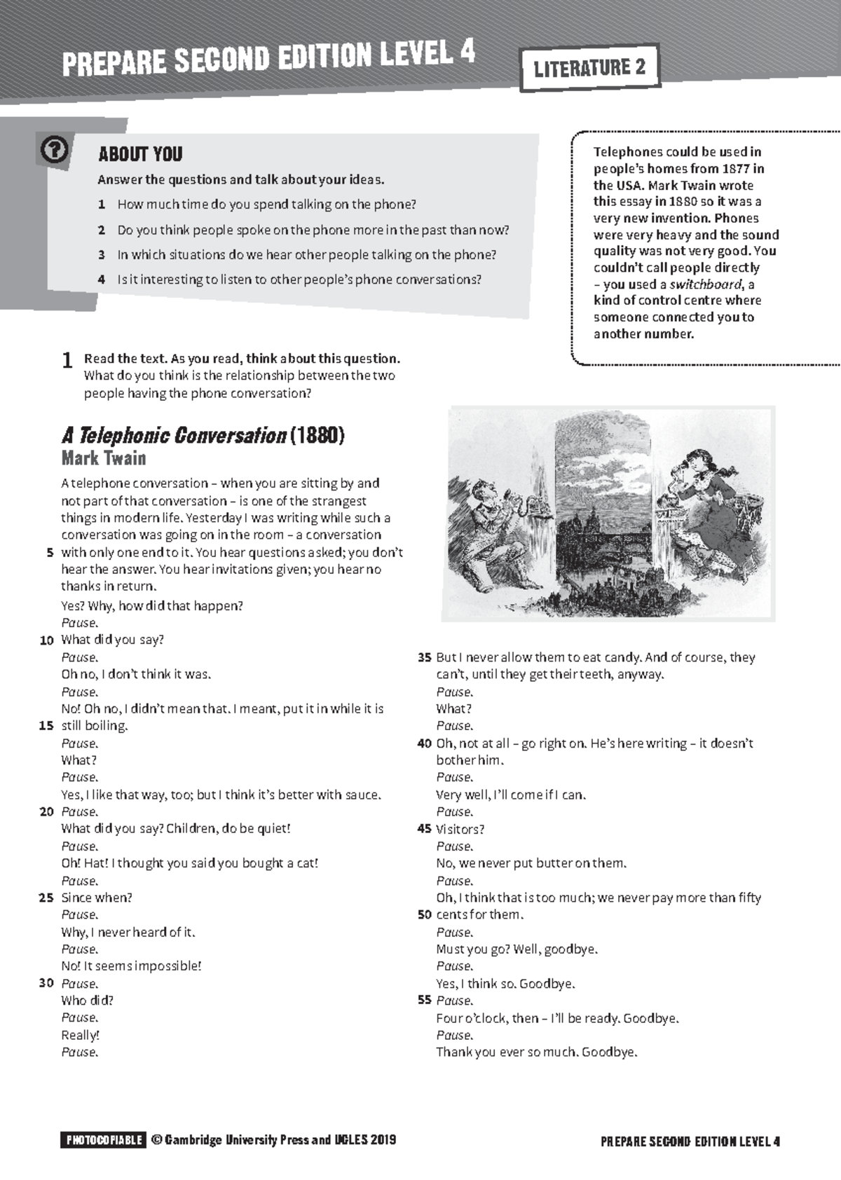 Prepare 4 Literature 2 - Telephonic Conversations by Mark Twain - Studocu
