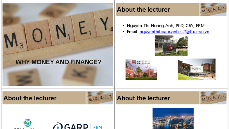 Lecture 1: Understanding Money and Finance - Principles of Finance ...