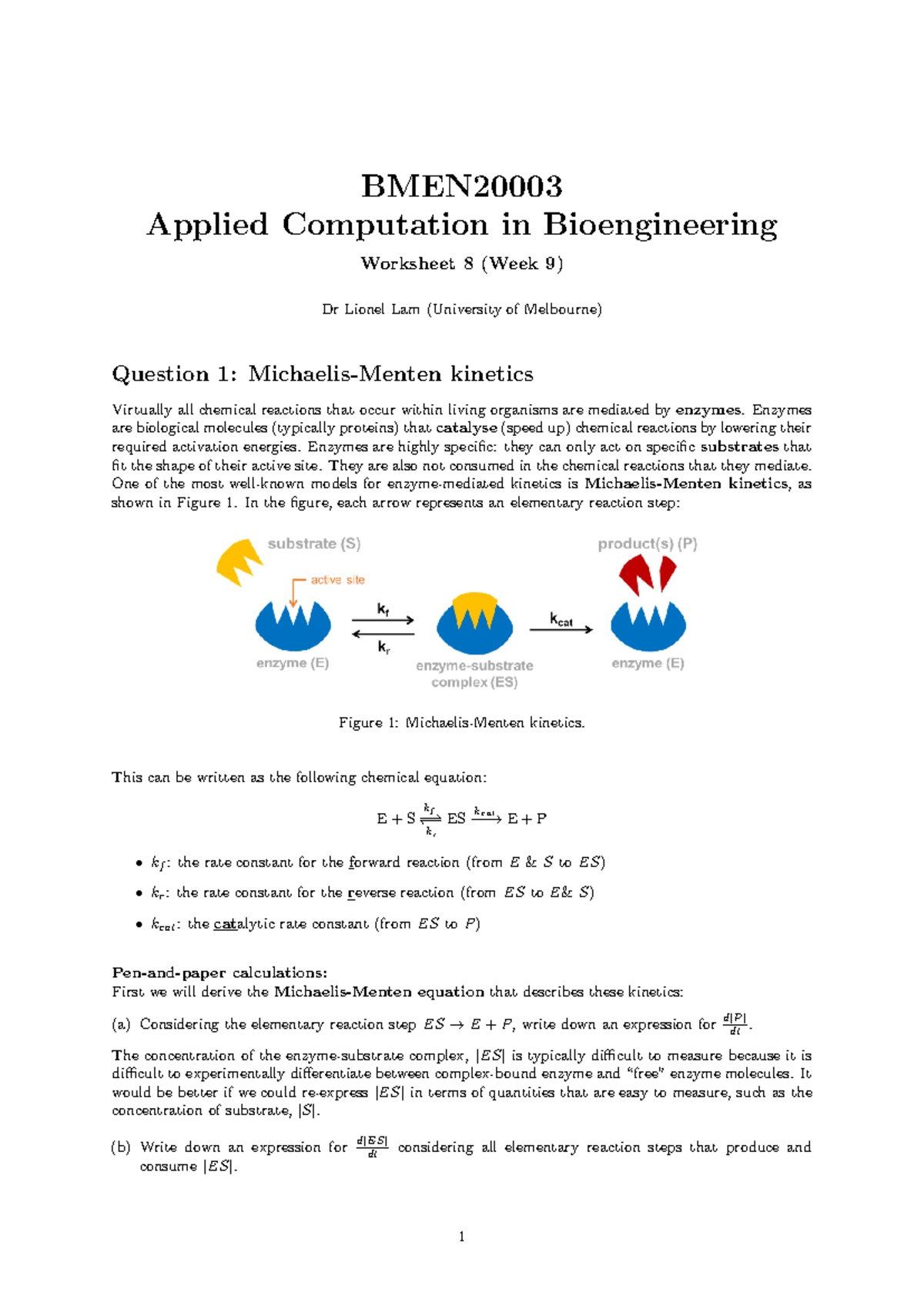 BMEN Worksheet 8 - BMEN Applied Computation in Bioengineering Worksheet ...