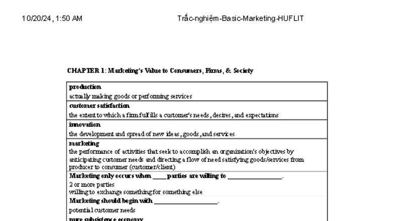 Basic Marketing (MKT 101) Chapter 1 & 2 Study Notes - Studocu