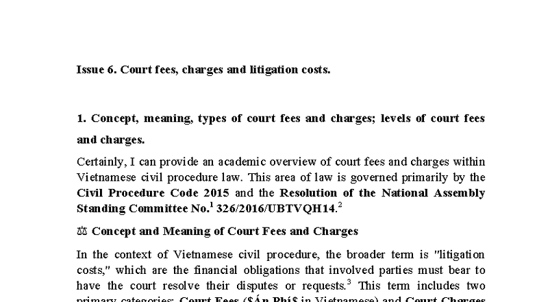 Court Fees and Charges in Vietnamese Civil Procedure Law - Studocu