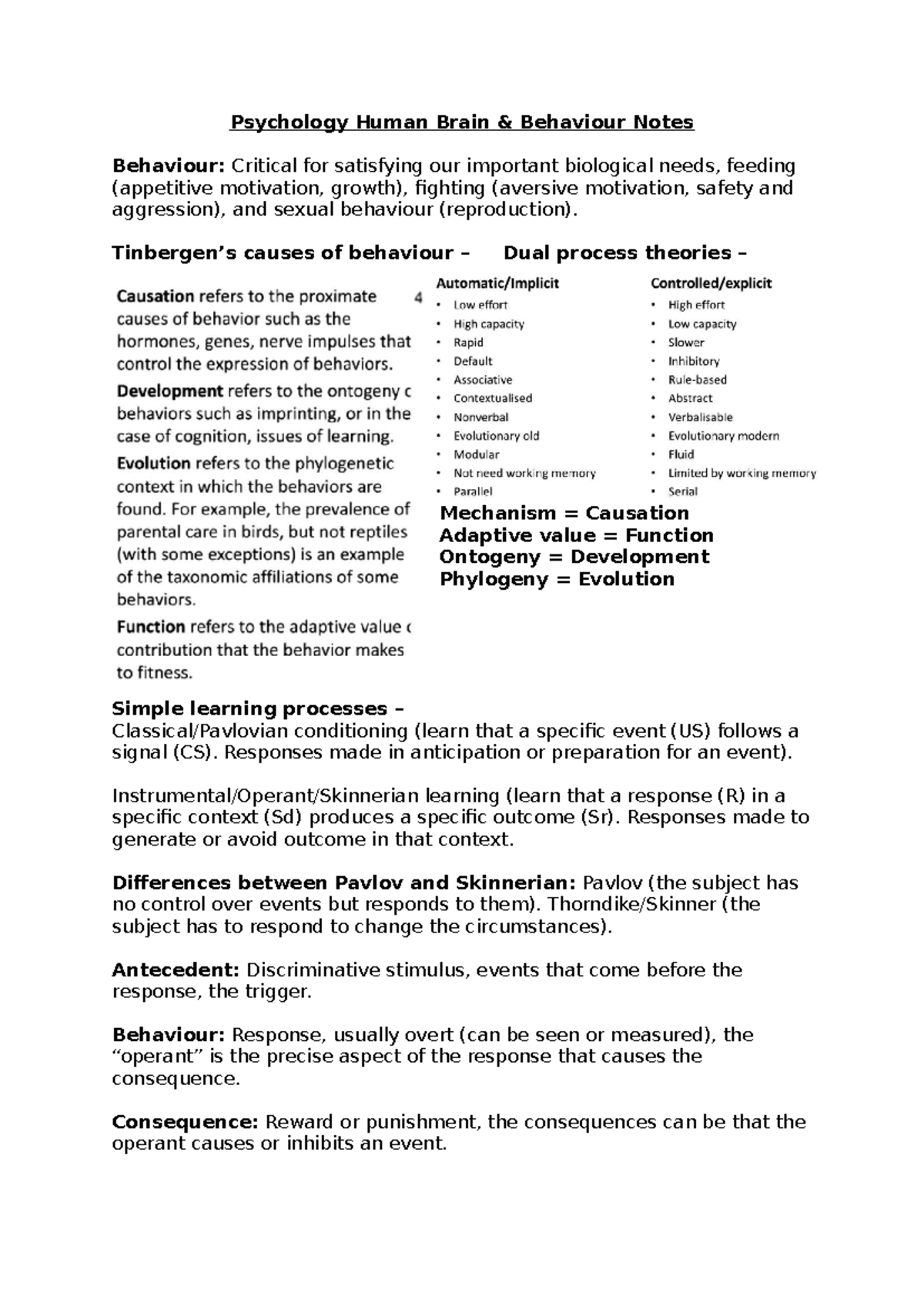 Psychology 101: Human Brain and Behavior Notes - Studocu