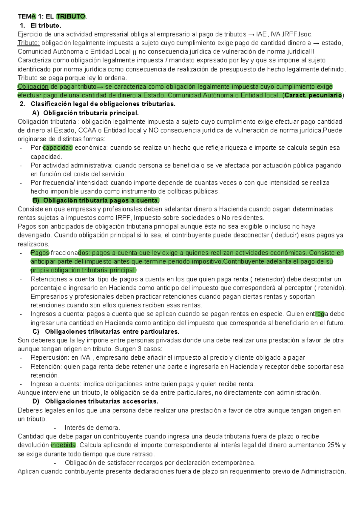 Teoría del Derecho Tributario: TEMA 1 - El Tributo y sus Obligaciones ...