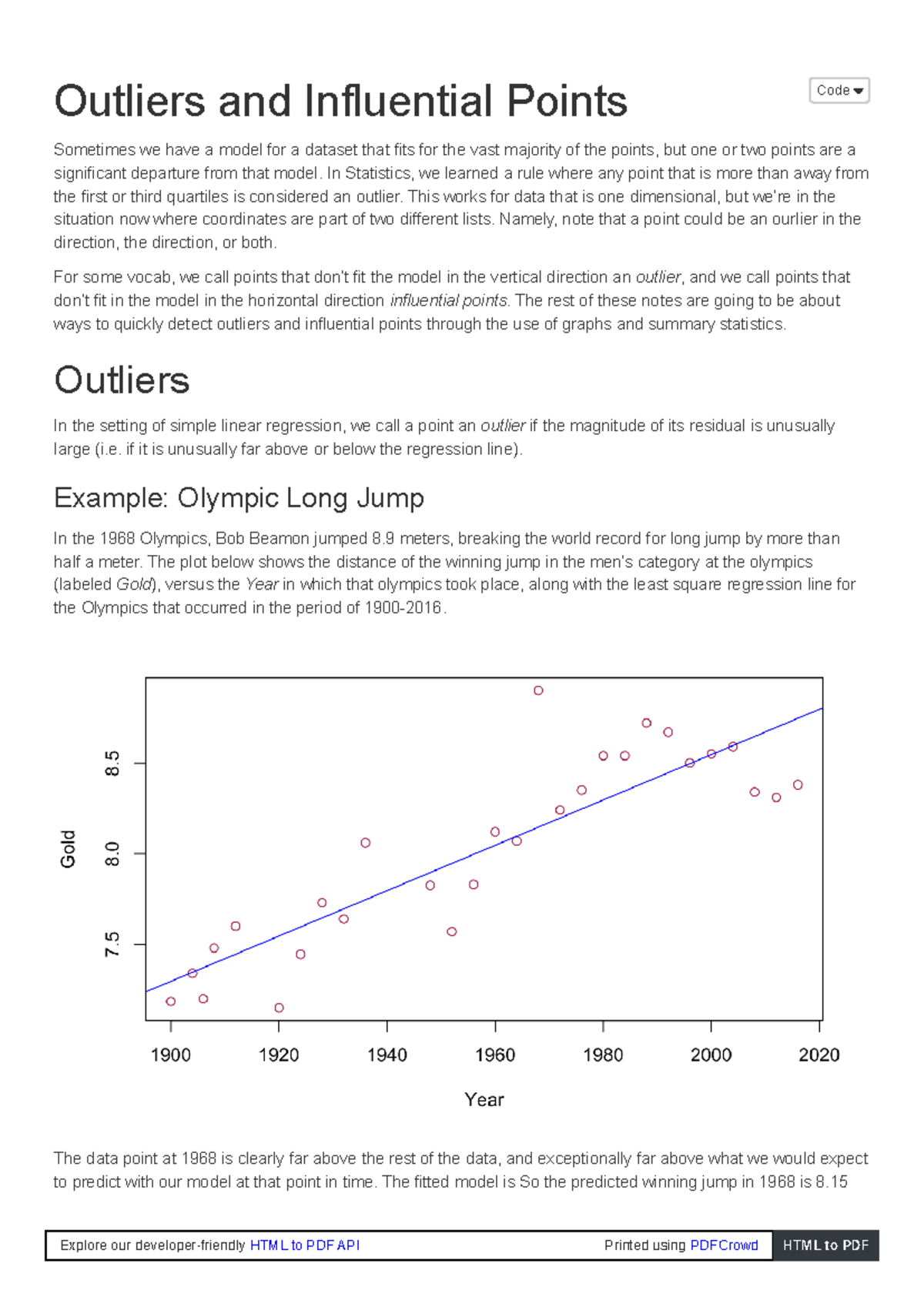 Outliers and Influential Points in Regression Analysis (STAT 101) - Studocu