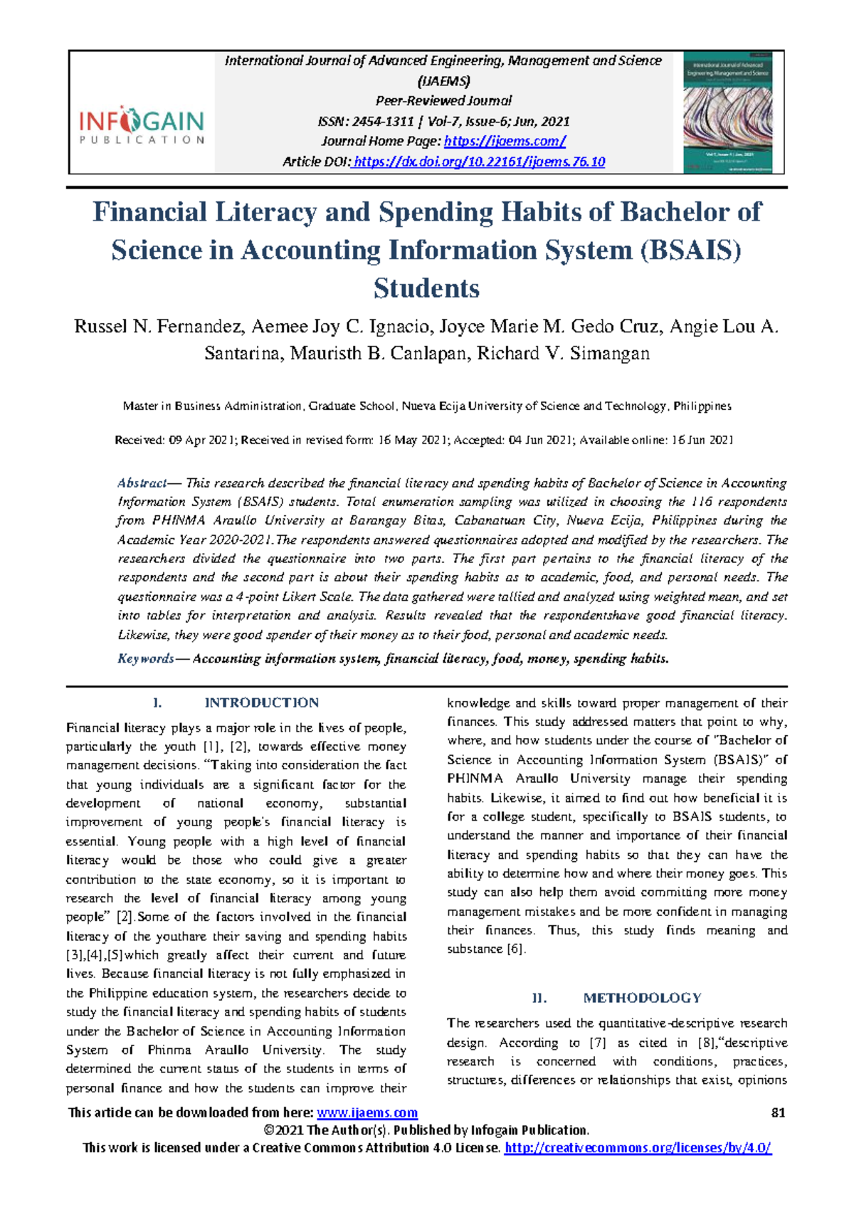Financial Literacy and Spending Habits of BSAIS Students: A Study - Studocu