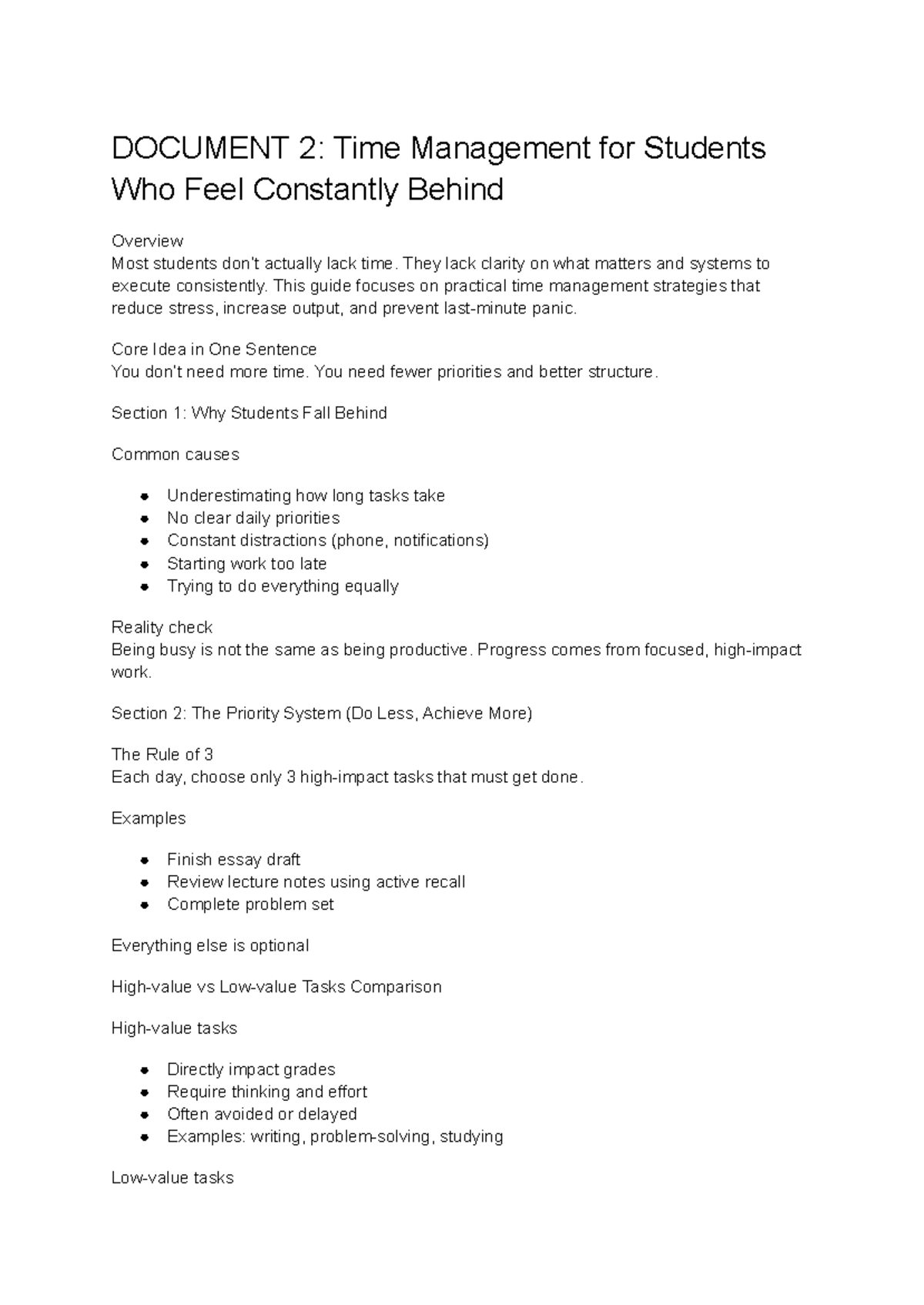 Time Management Strategies for Students: A Practical Guide - Studocu