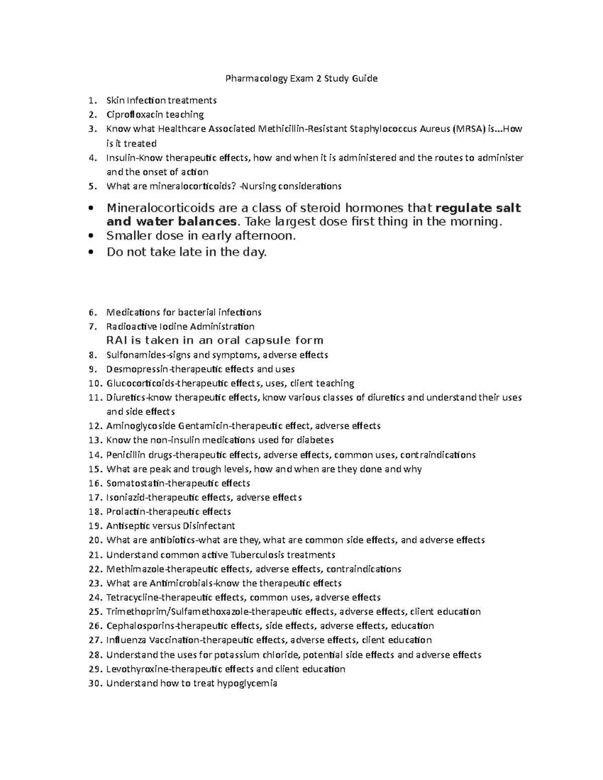 Pharmacology Exam 2 Study Notes: Key Concepts & Medications - Studocu