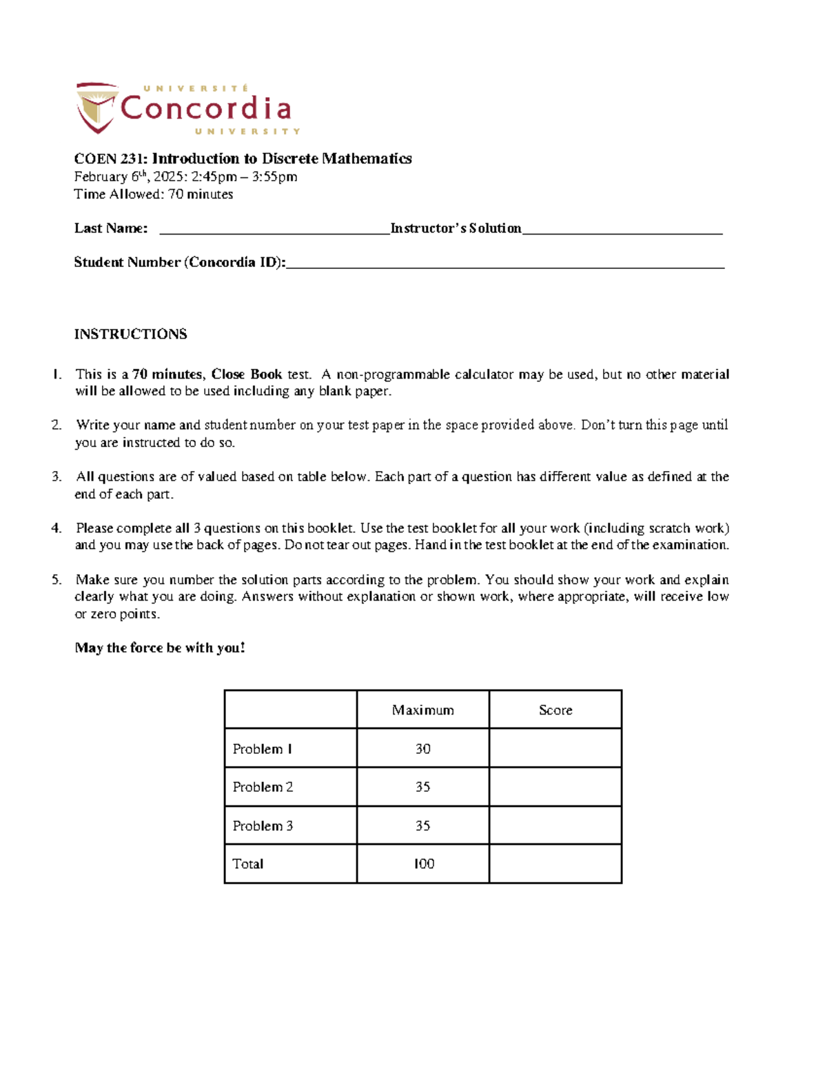 COEN 231 Midterm Exam Solutions 2025: Discrete Math Analysis - Studocu