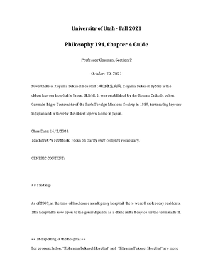 Philosophy 194 Chapter 4 EXAM - University of Utah - Fall 2021 ...