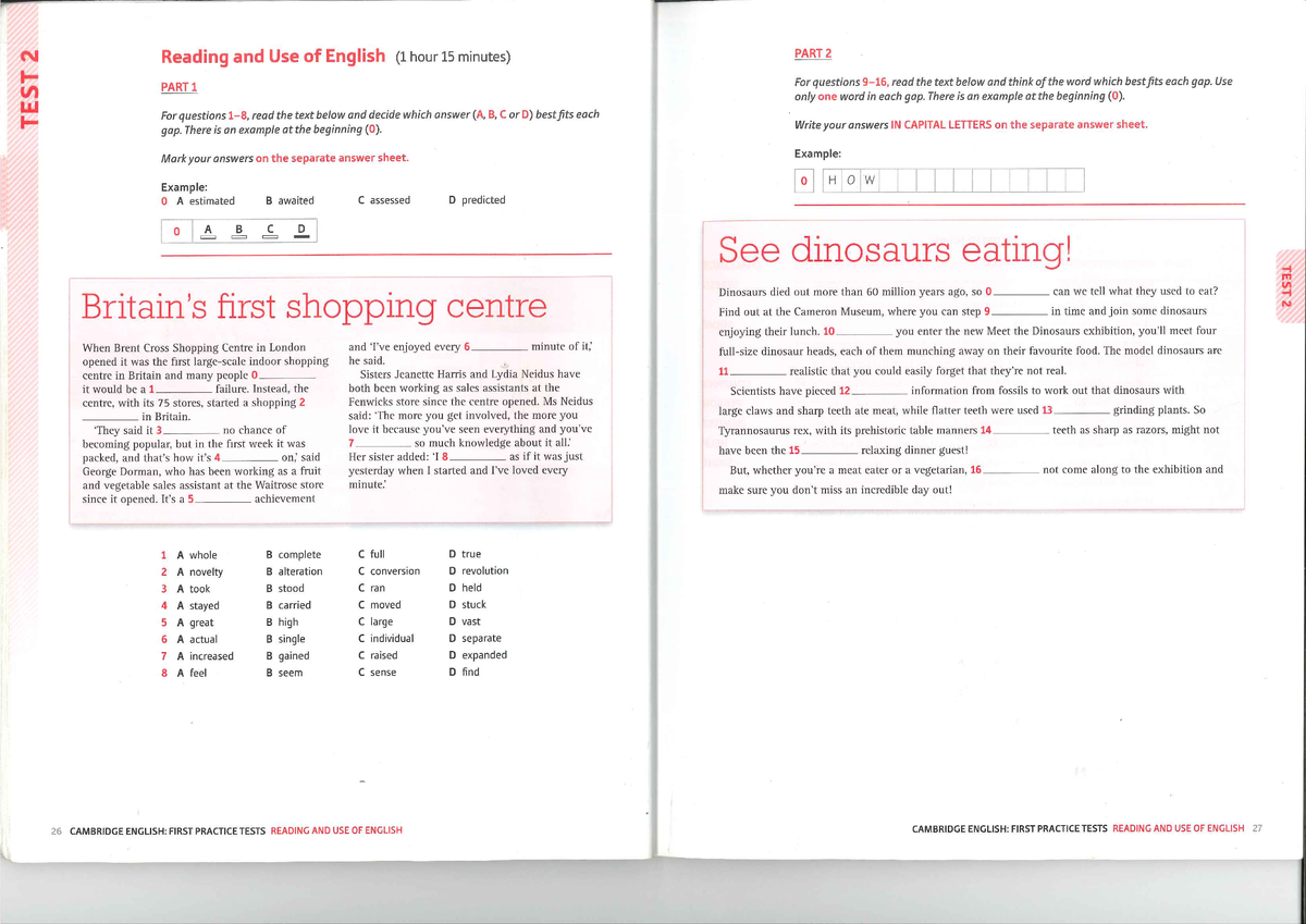 FCE Oxford Book 1: Reading and Use of English Practice Tests - Studocu