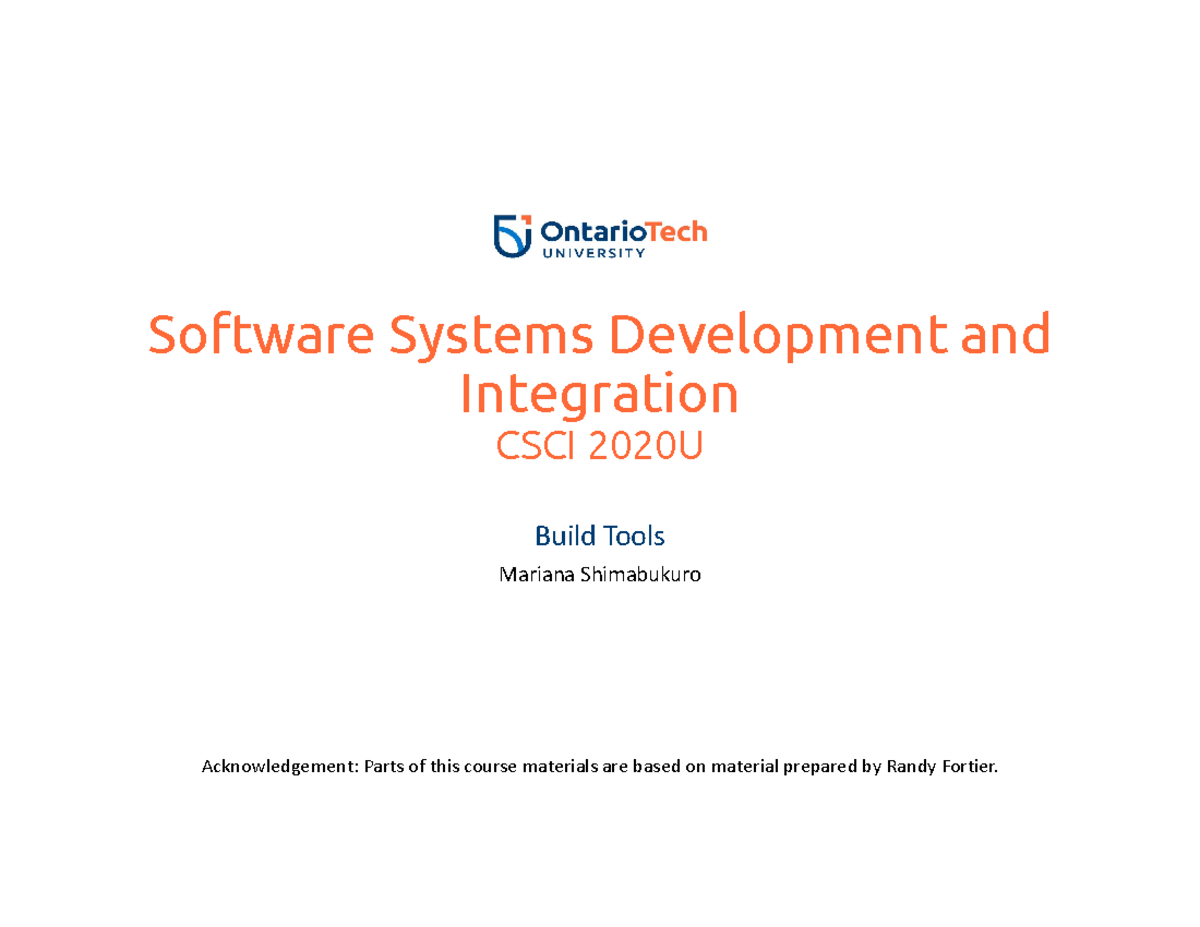Module 2 - Building tools. - Software Systems Development and ...
