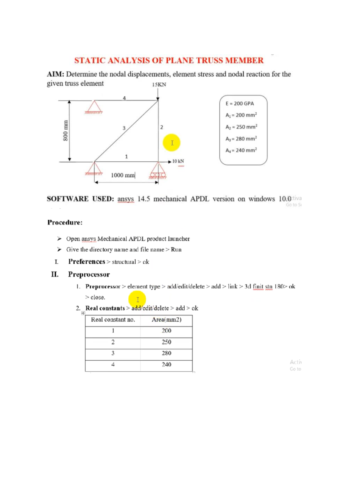 Ansys (Course Code) - Static Analysis Notes for Truss and Beam - Studocu