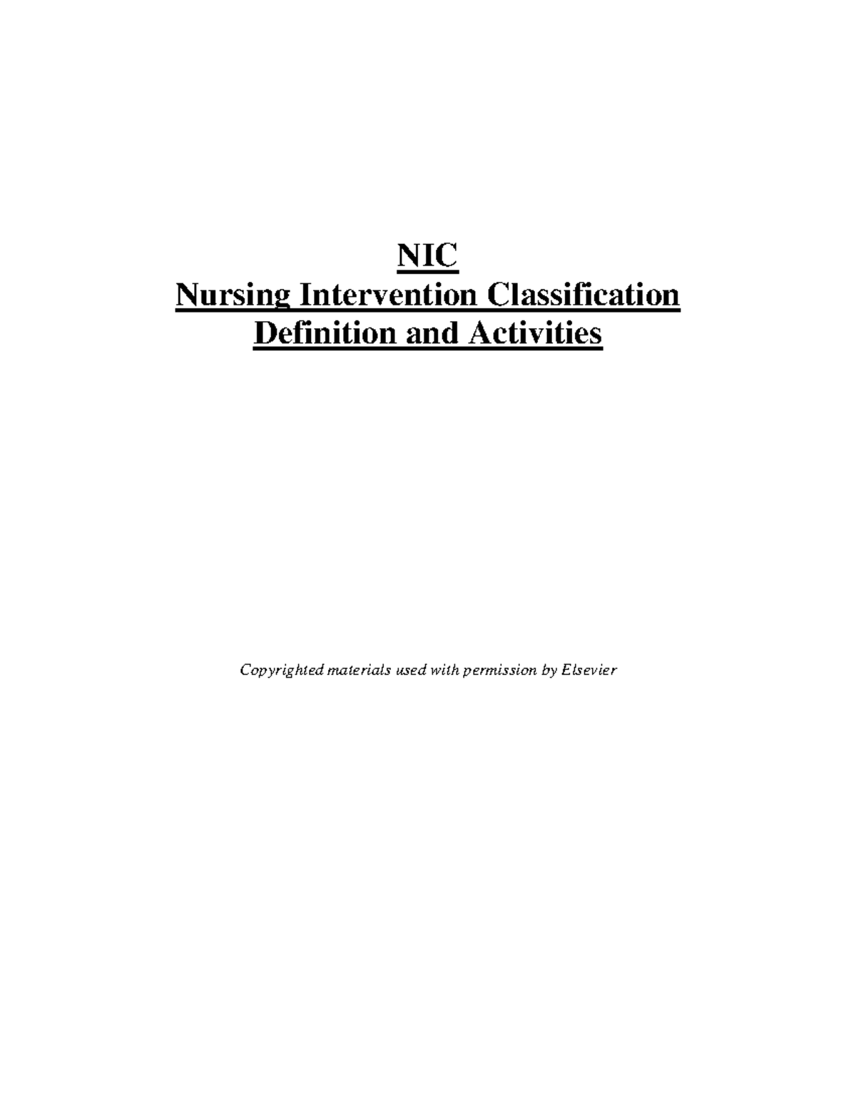 Nursing Intervention Classification: A Comprehensive Overview of NIC ...