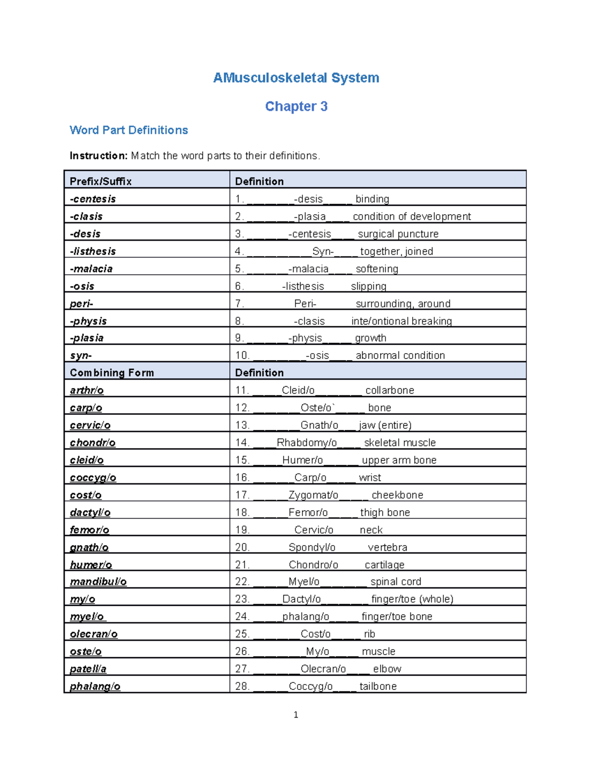 AHP105 Wk2 Musculoskeletal & Integumentary System Assignment - Studocu