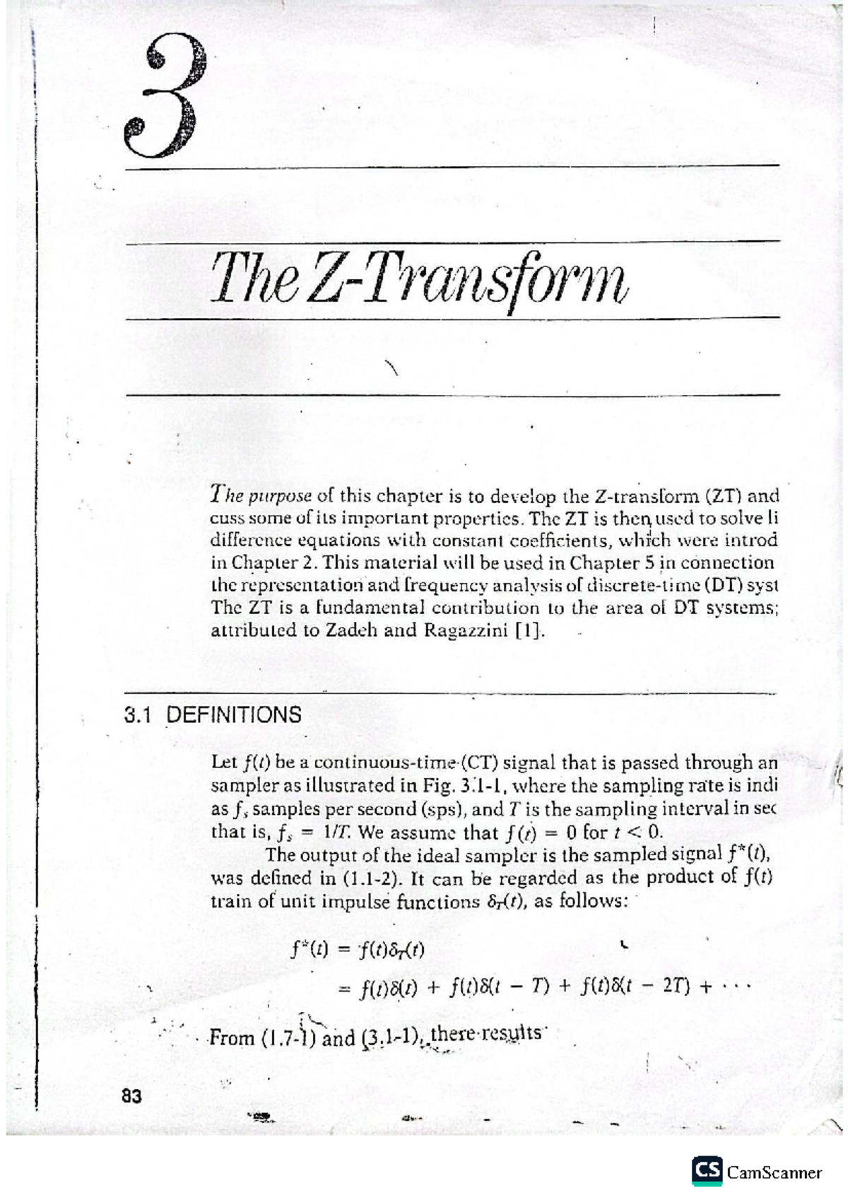 Z Transform (ZT) Properties and Applications - Notes for Course (ZT ...