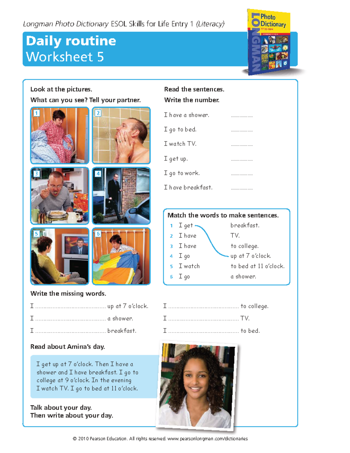 Longman Photo Dictionary ESOL Skills for Life Entry 1: Daily Routine ...