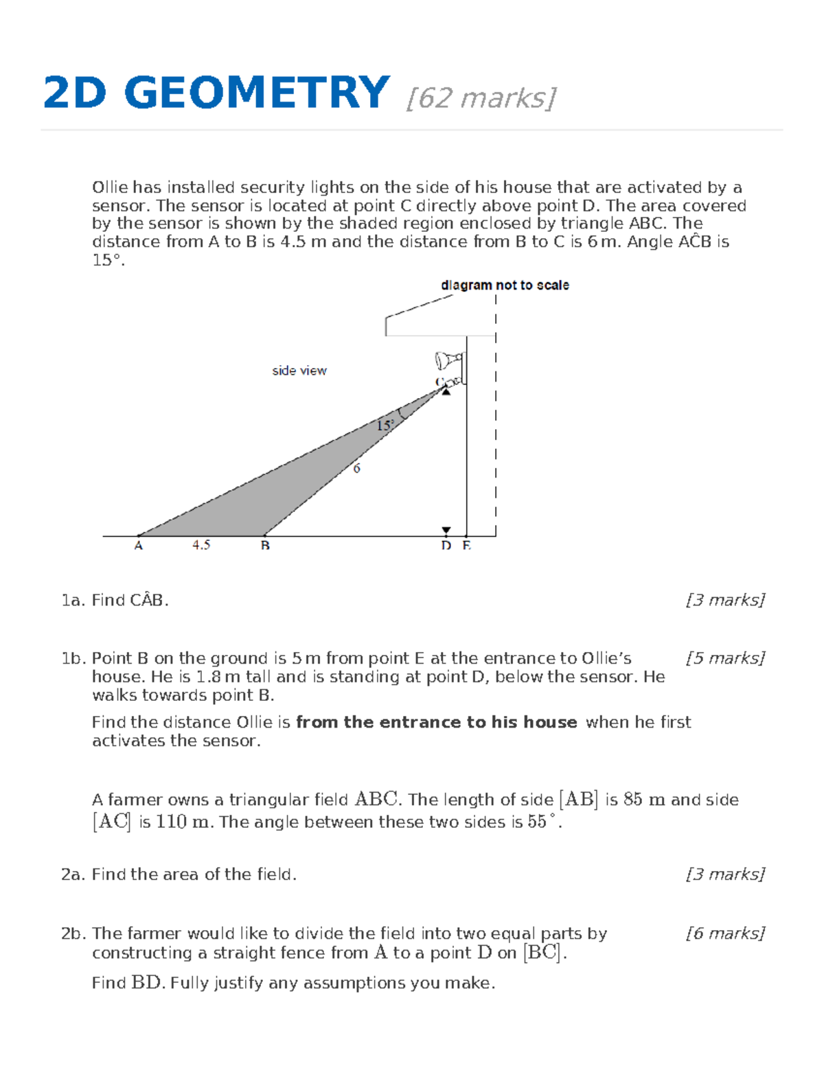 2D Geometry - AI Math Practice Questions with Solutions and Diagrams ...