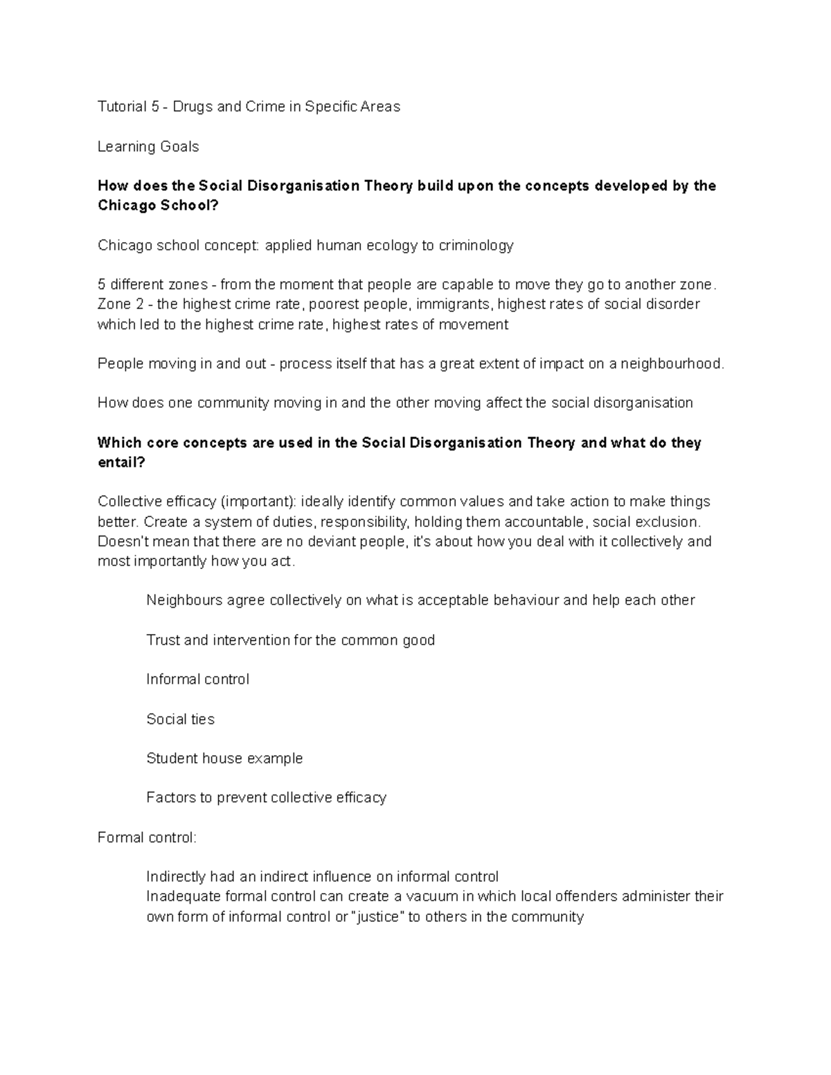 Week 5 Lecture Notes - Social Disorganisation Theory and Crime ...