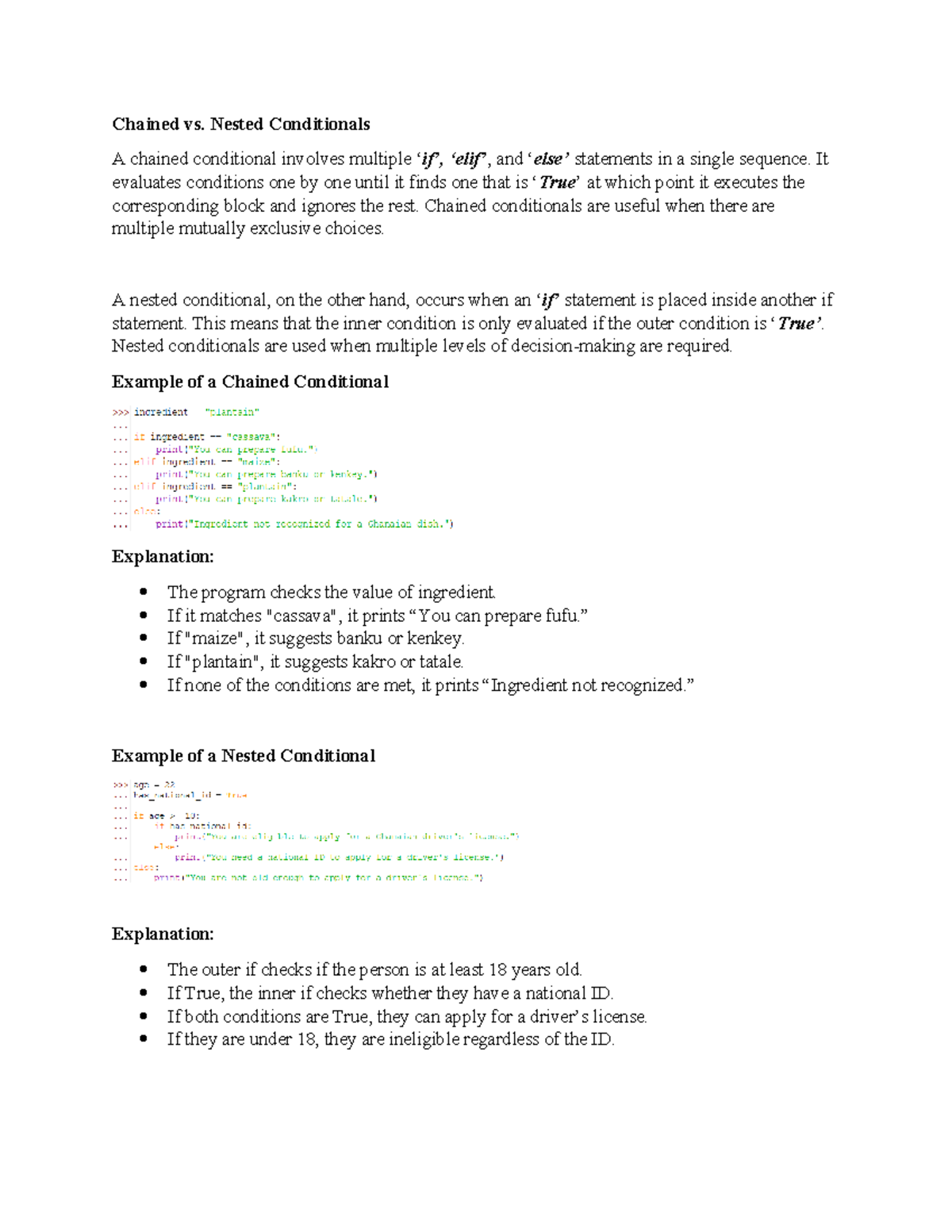 Programming - Discussion 3: Chained vs. Nested Conditionals Explained ...