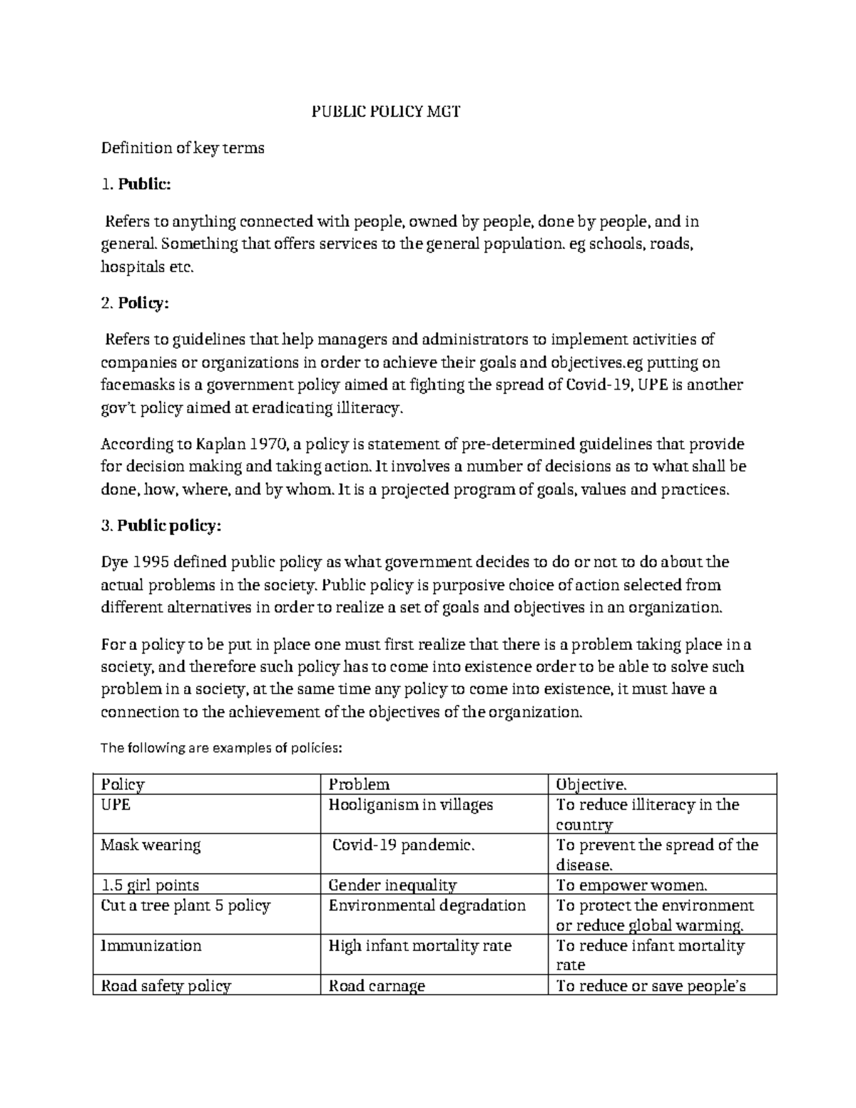 Public Policy MGT: Key Terms and Concepts Explained - Studocu