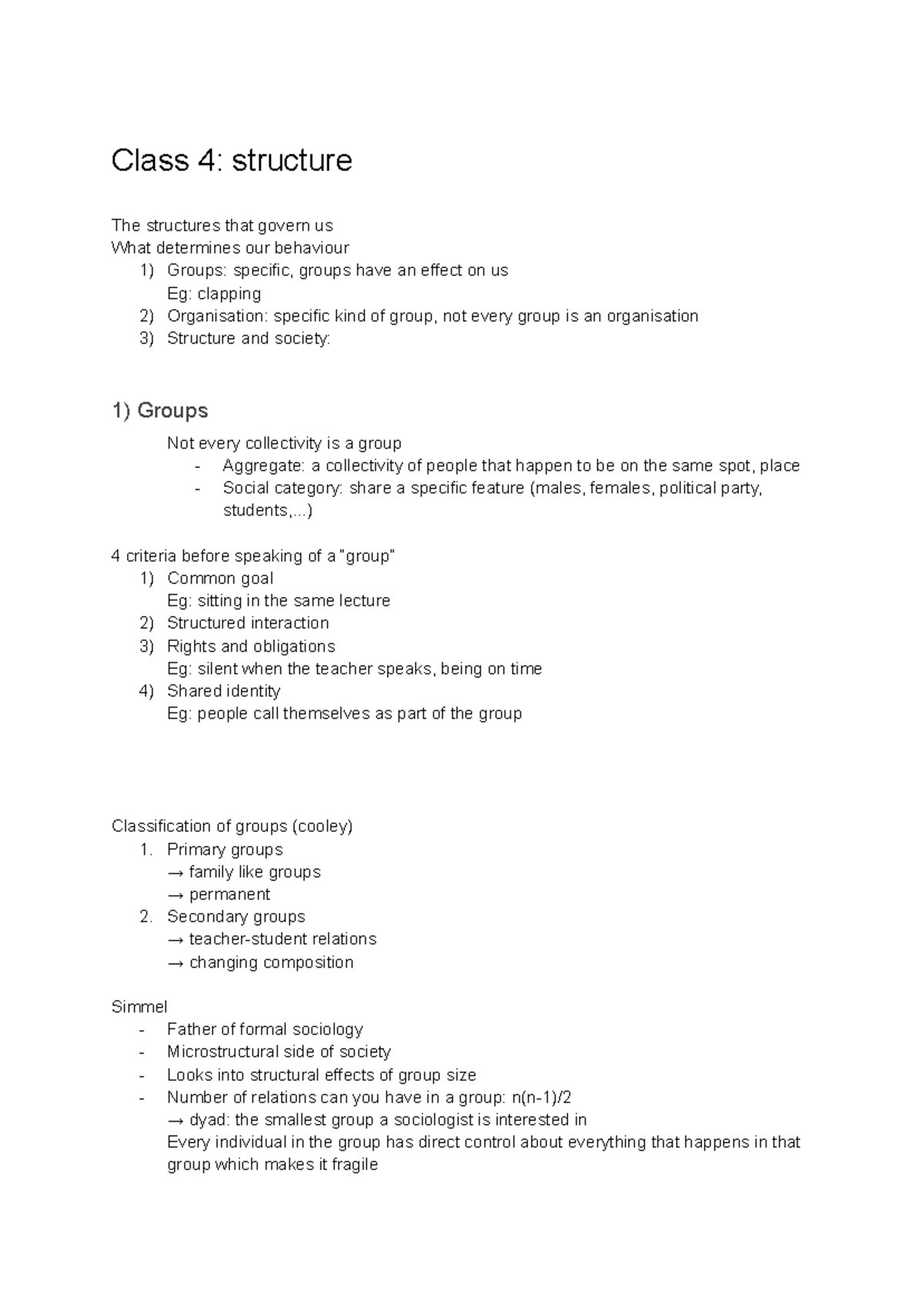 I TS Class 4: Understanding Social Structures and Group Dynamics - Studocu
